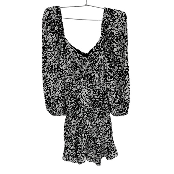 Zara Ruched Ruffle Floral Print Dress - Picture 6 of 9